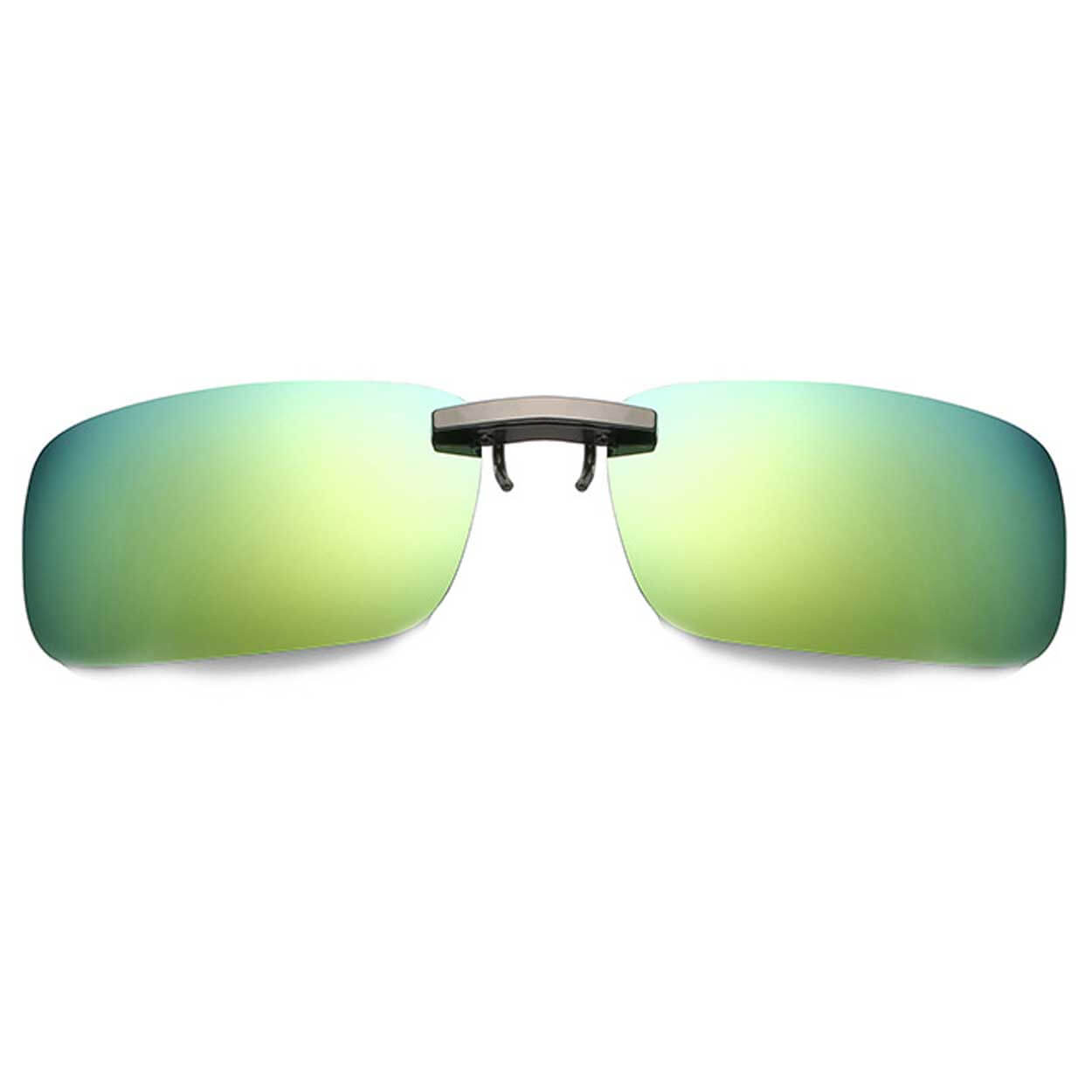 Clip-on solglasögon metall grönt spegelglas 37x59mm