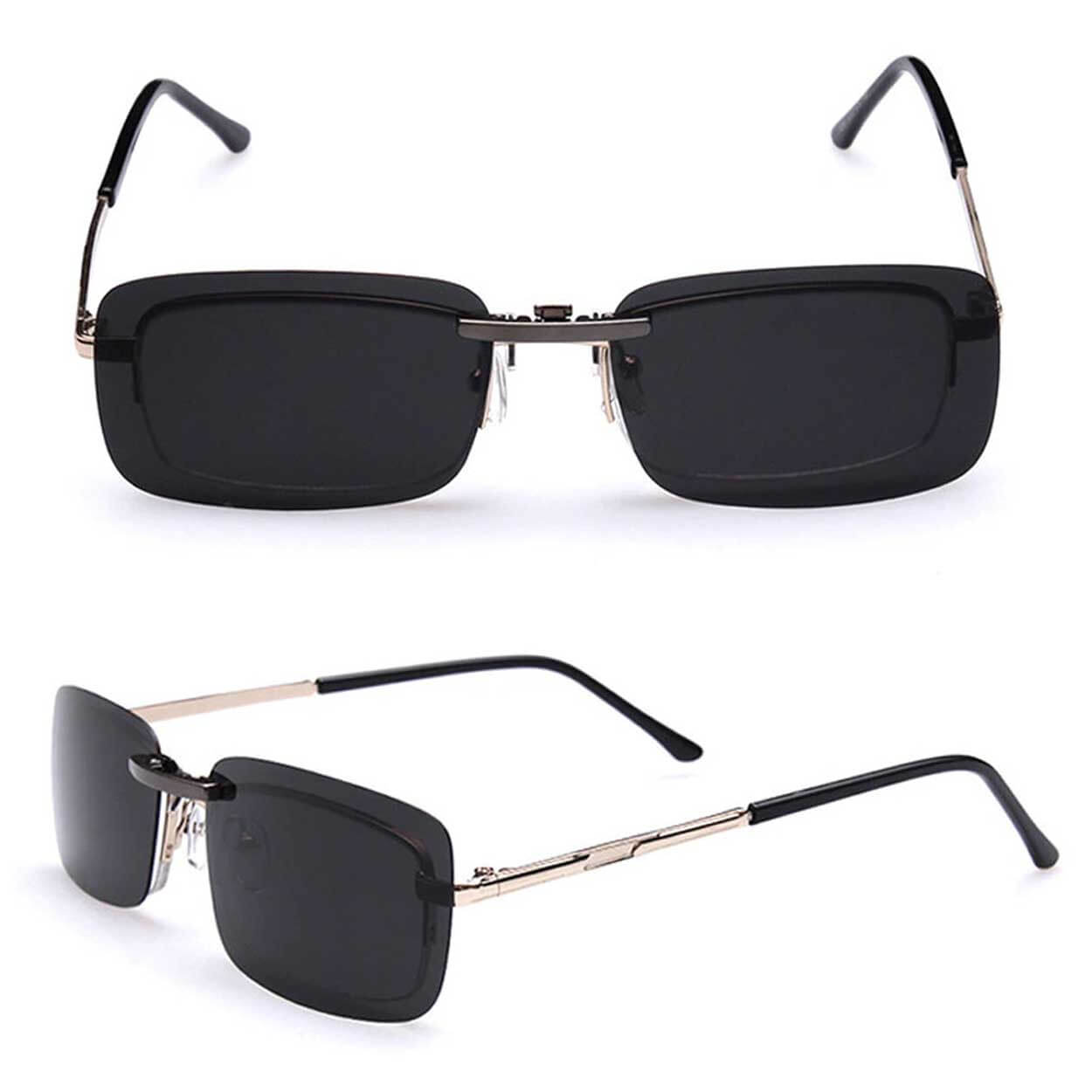 Clip-on solglasögon metall blå spegelglas 37x59mm