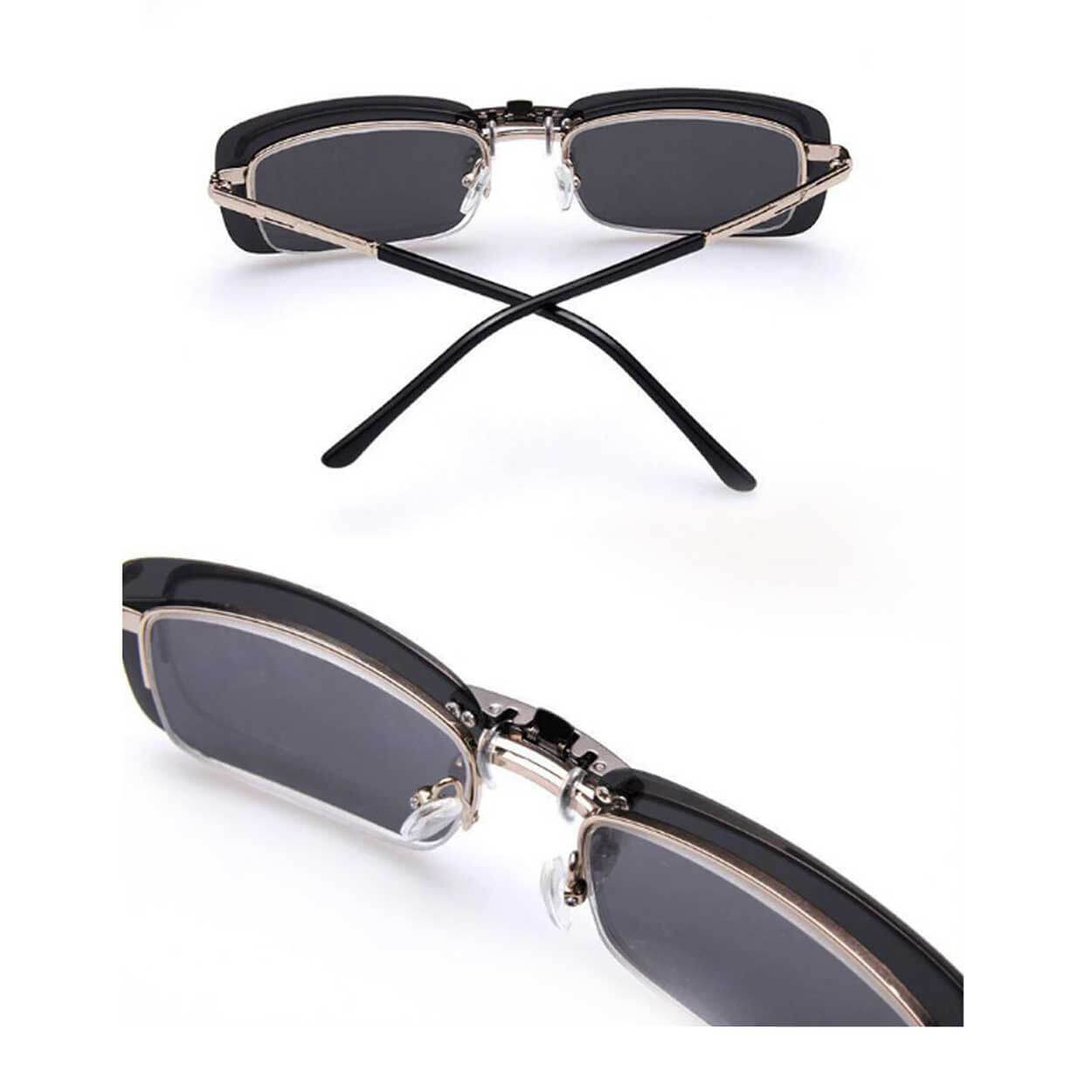 Clip-on solglasögon metall blå spegelglas 37x59mm