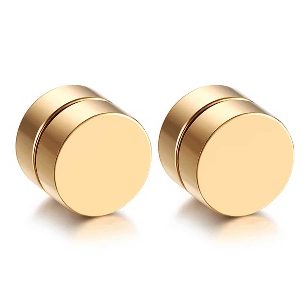 2-pack guld magnetisk fake piercing öron töjning plug