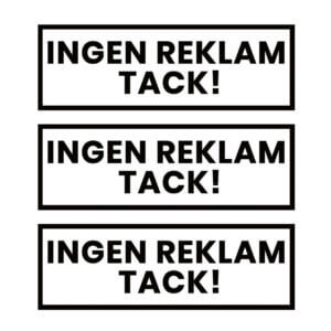 3-pack Ingen Reklam Tack Klistermärke Dekal Vit 3,5x10,5cm