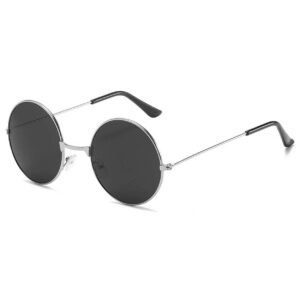 Runda Solglasögon Silver Svart Glas