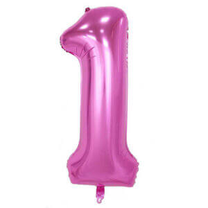 Enorm 102cm sifferballong rosa metallic nummer 1 ballong