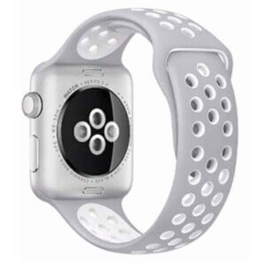 Apple Watch 42/44/45 Sportarmband Med Hål Grå Vit