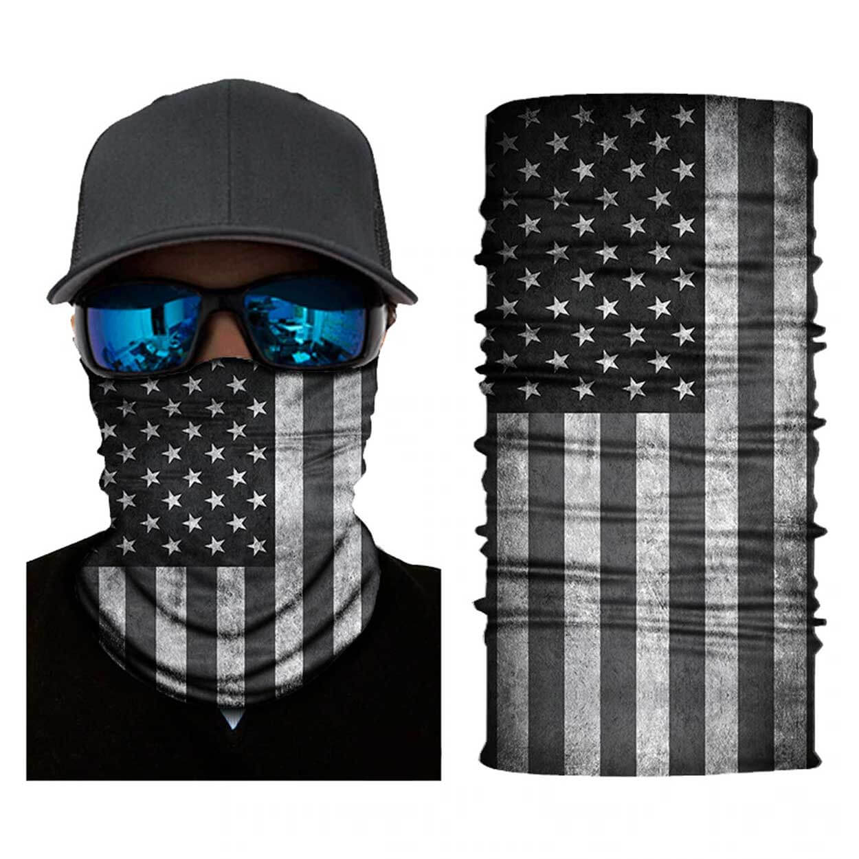Multifunktionell scarf halsduk bandana grå amerikansk flagga
