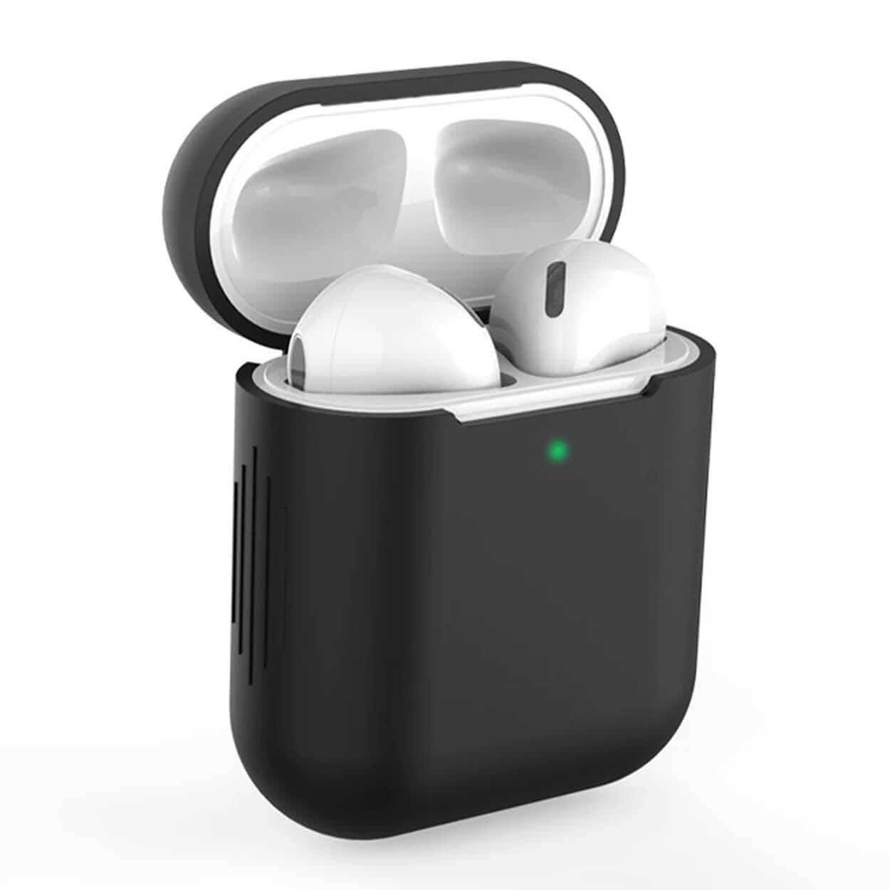 Svart airpods 1/2 skal case fodral stötsäkert skyddsfodral