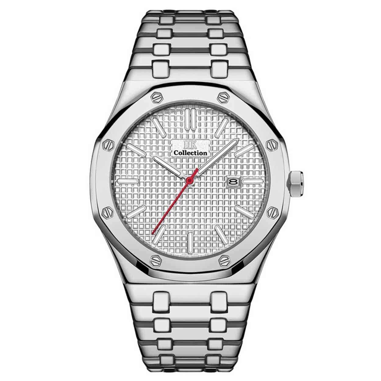 Iik collection klocka silver vit - modern herrklocka steel