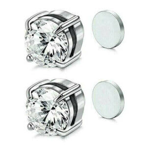 2-pack magnetisk piercing fake örhänge kristall svart