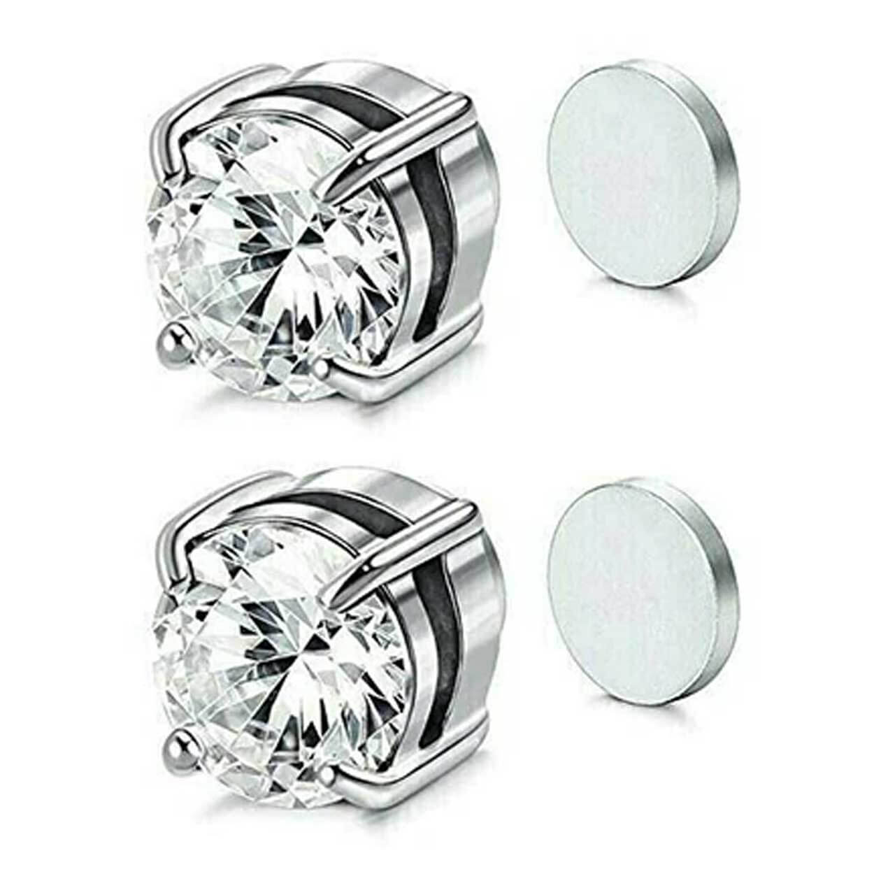 2-pack magnetisk piercing fake örhänge kristall svart