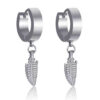2-pack Piercing Örhänge Med Hängande Fjäder Silver
