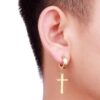 2-pack fake piercing ring utan hål hängande kors guld