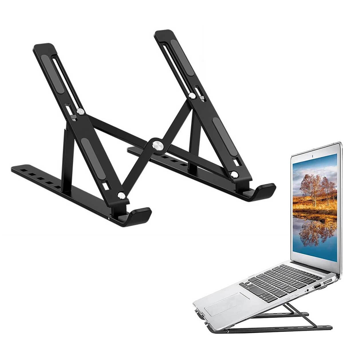Portabelt vikbart laptopställ - ergonomiskt laptopstativ svart
