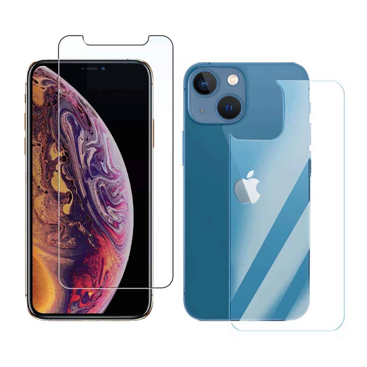 2-pack iphone 13 mini displayfilm + skyddsfilm för baksida