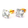 2-pack Fyrkantig Kristall Piercing Örhänge Guld 6mm