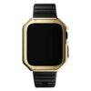 Apple watch 38/40/41mm svart armband + tpu skal bumper guld