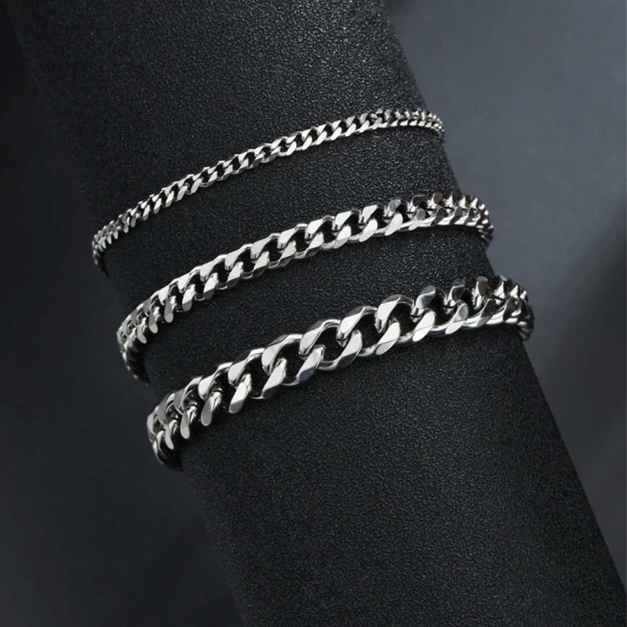 Justerbar pansanlänk kedjearmband silver kedja 7mm