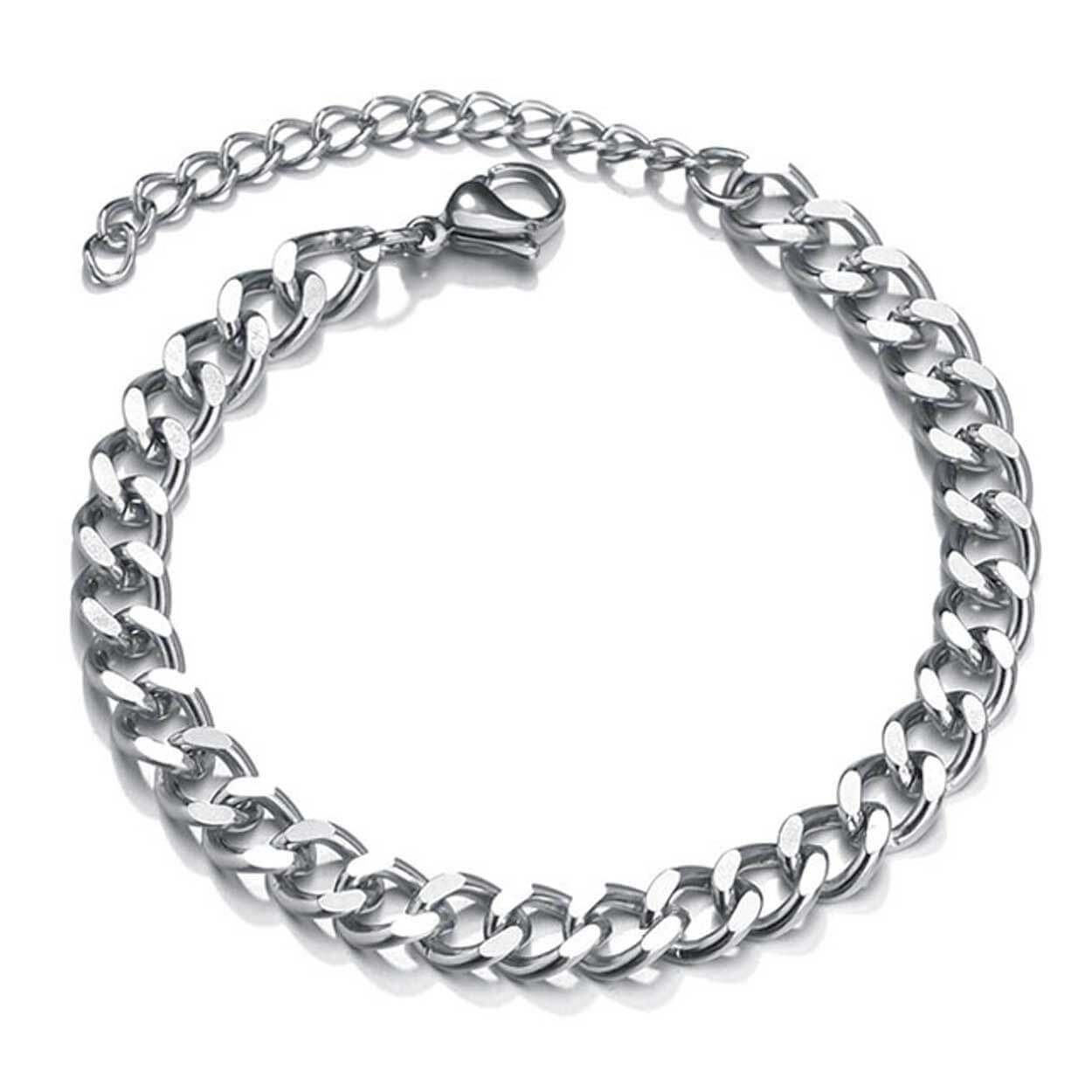 Justerbar pansanlänk kedjearmband silver kedja 7mm