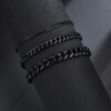 Justerbar pansanlänk kedjearmband svart kedja 7mm