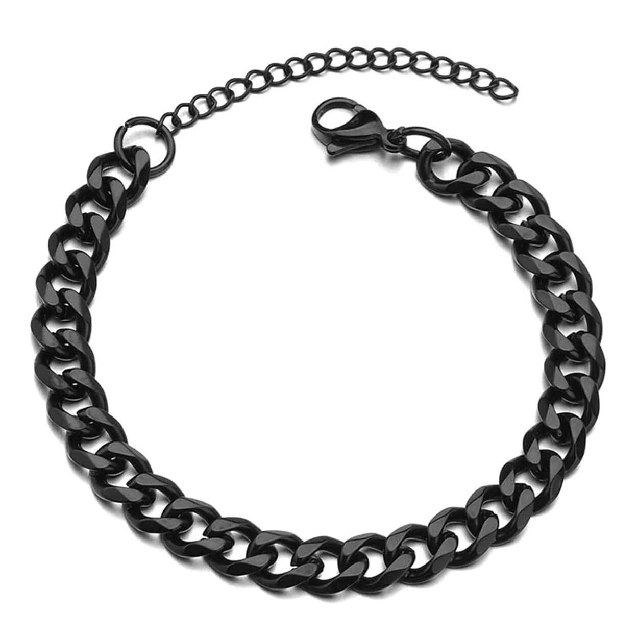 Justerbar pansanlänk kedjearmband svart kedja 7mm