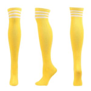 Randiga Knästrumpor Gul Vita Ränder - Höga Strumpor