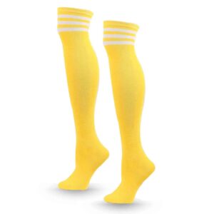 Randiga Knästrumpor Gul Vita Ränder - Höga Strumpor