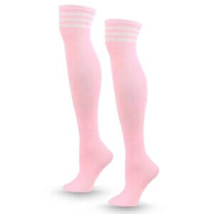 Randiga Knästrumpor Rosa Vita Ränder - Höga Strumpor