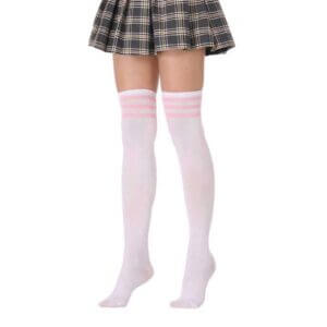 Randiga Knästrumpor Rosa Vita Ränder - Höga Strumpor