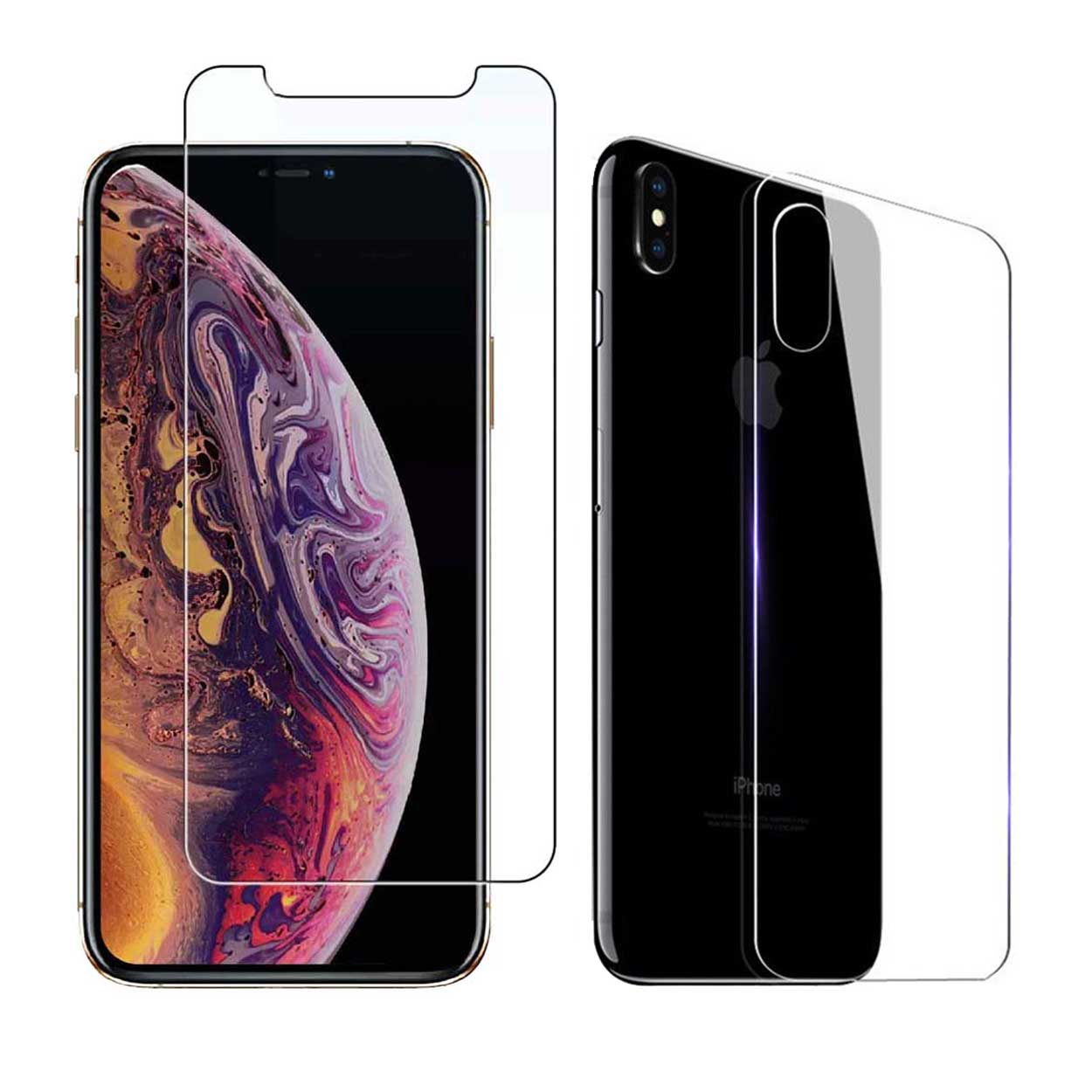 2-pack iphone xs max hd skärmskydd + skyddsfilm för baksida
