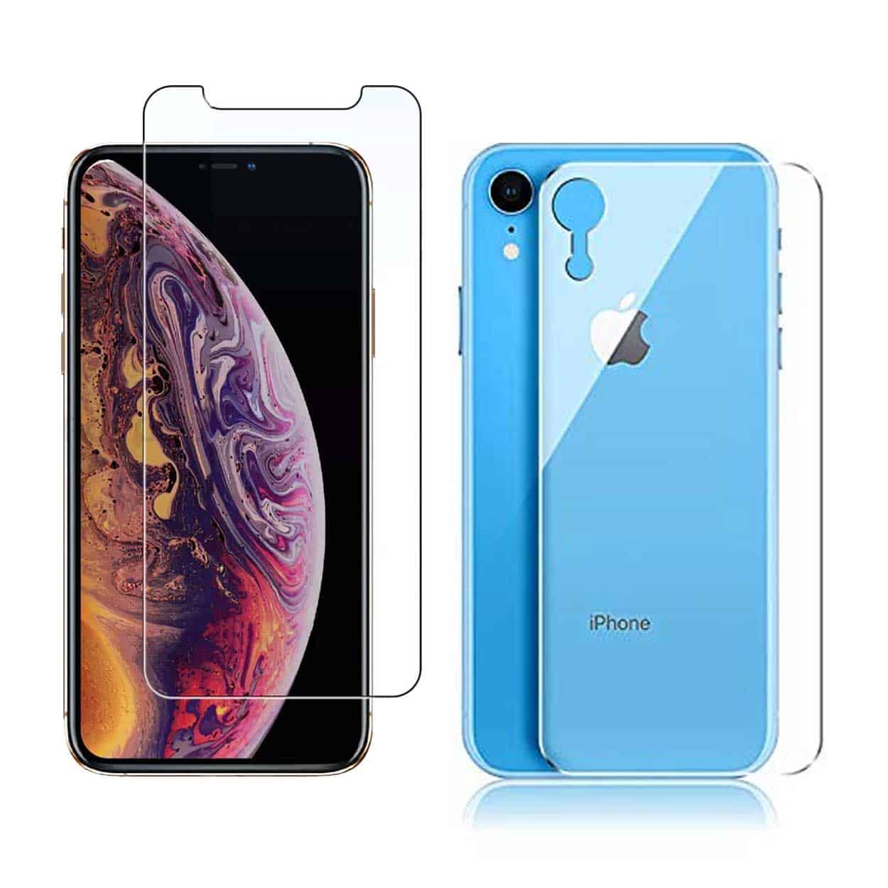 2-pack iphone xr hd skärmskydd + skyddsfilm för baksida