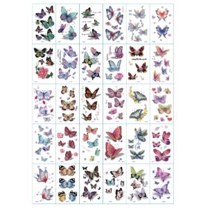 30-pack 3d fake tatueringar fjäril temporära gnuggisar