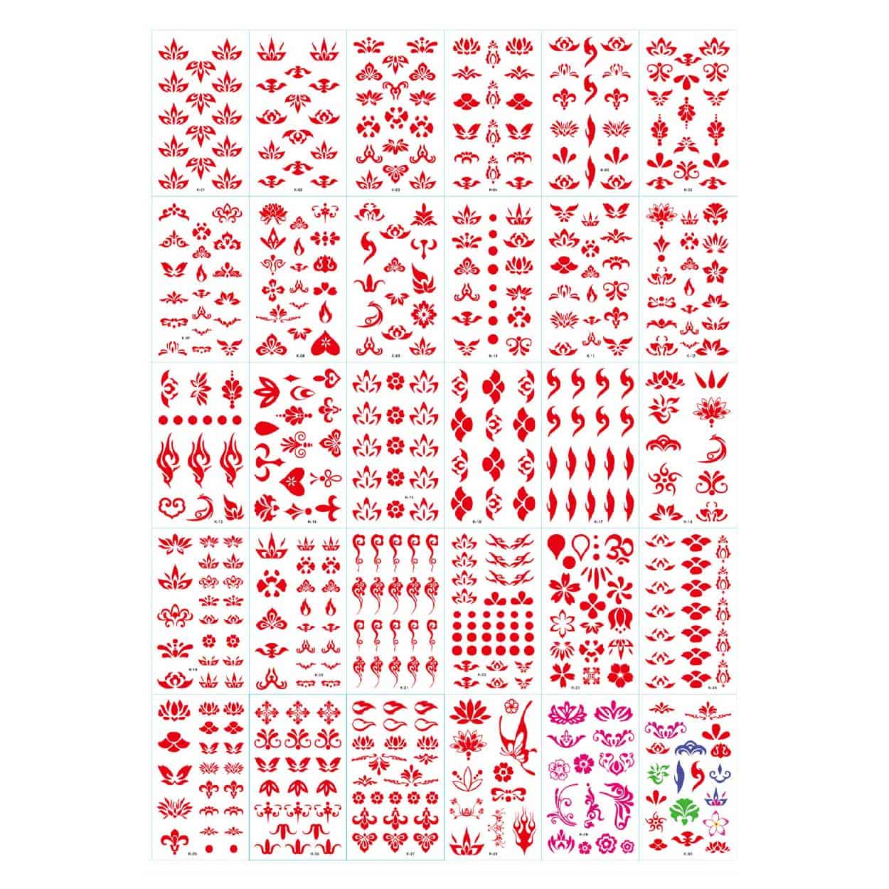 30-pack röda gnuggisar temporära fake tatueringar