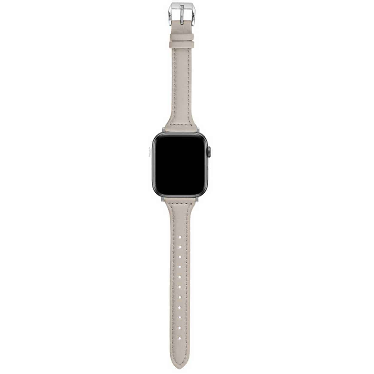 Apple watch 42/44/45 läderarmband grå slim