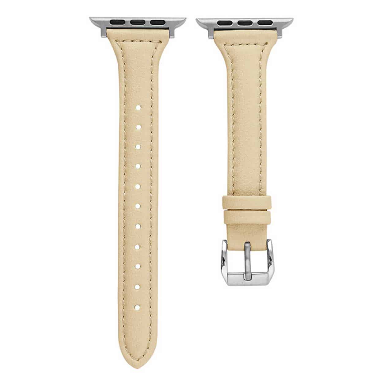 Apple watch 42/44/45 läderarmband gul slim
