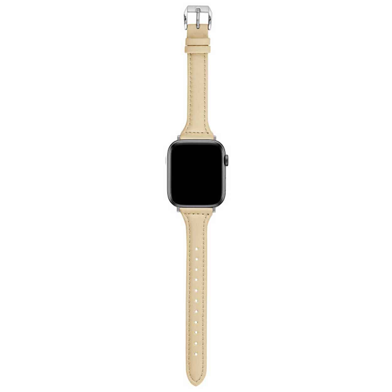 Apple watch 42/44/45 läderarmband gul slim