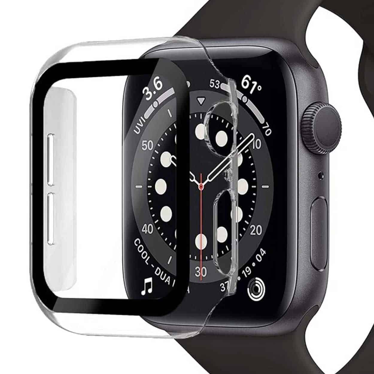 Apple watch 7 41mm skal case med tempererat glas transparent