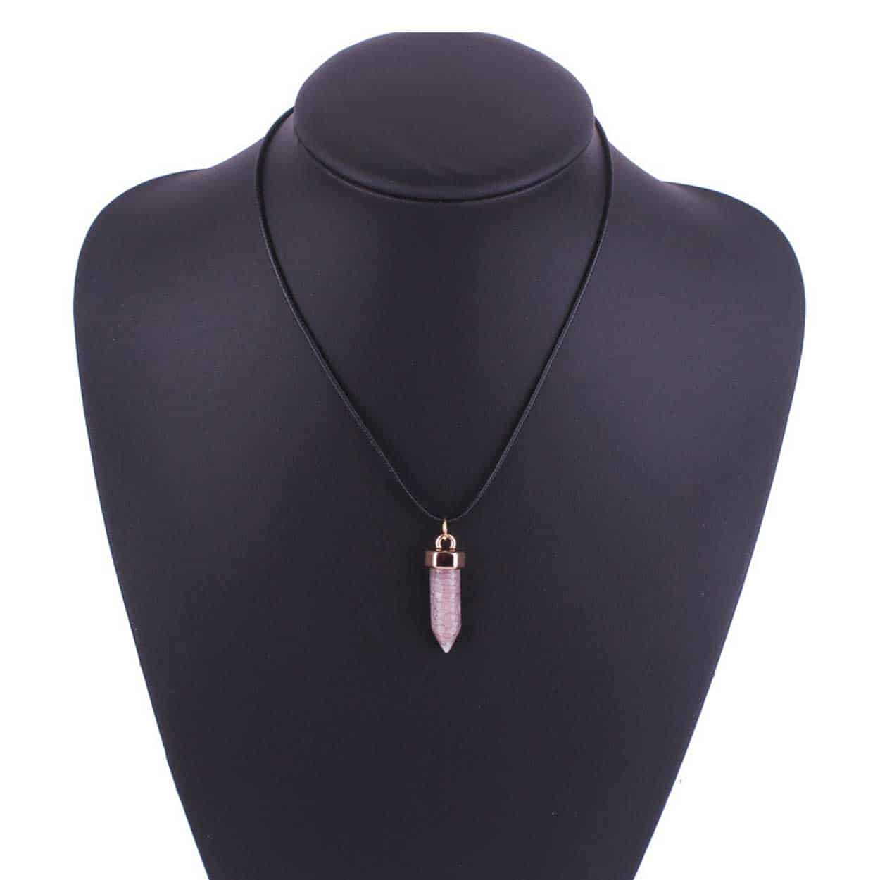 Halsband med energisten resin quarts rosa fluorit