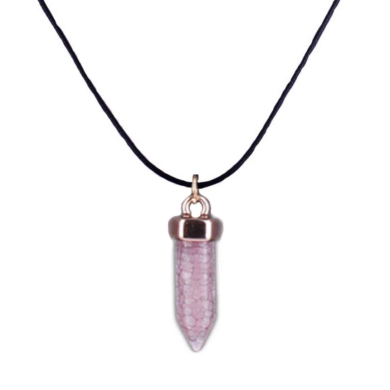 Halsband med energisten resin quarts rosa fluorit