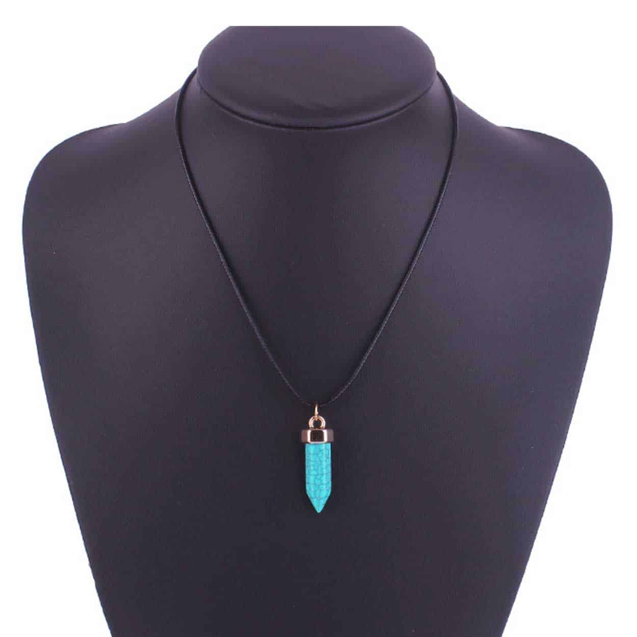 Halsband med energisten resin quarts turkos howlit