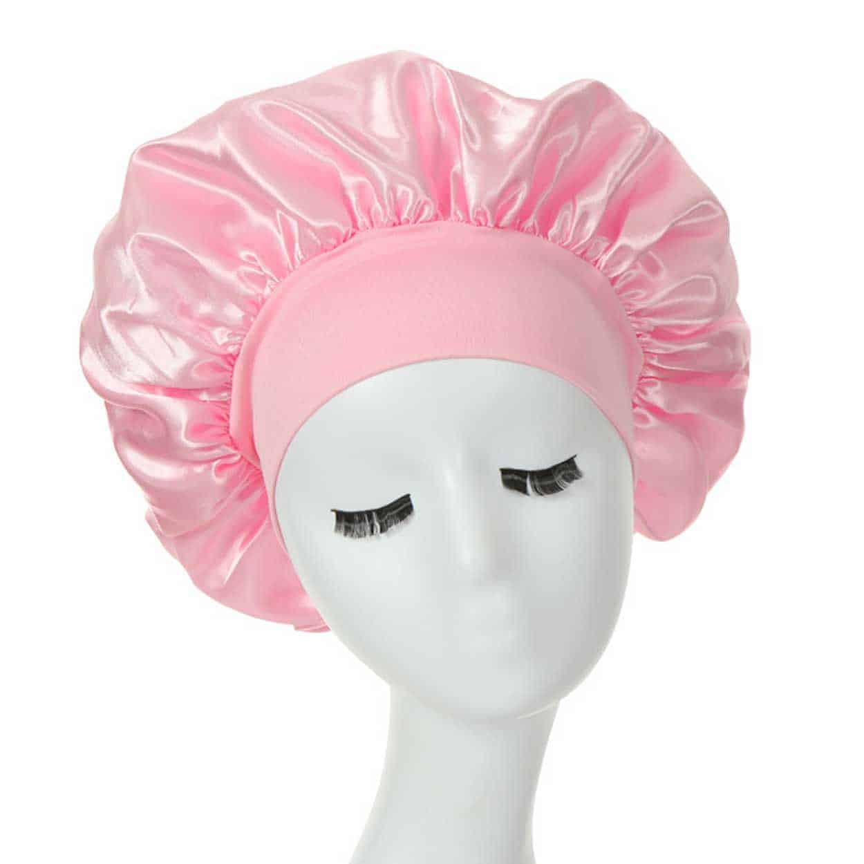 Sovmössa - satin bonnet - sleep cap rosa one size