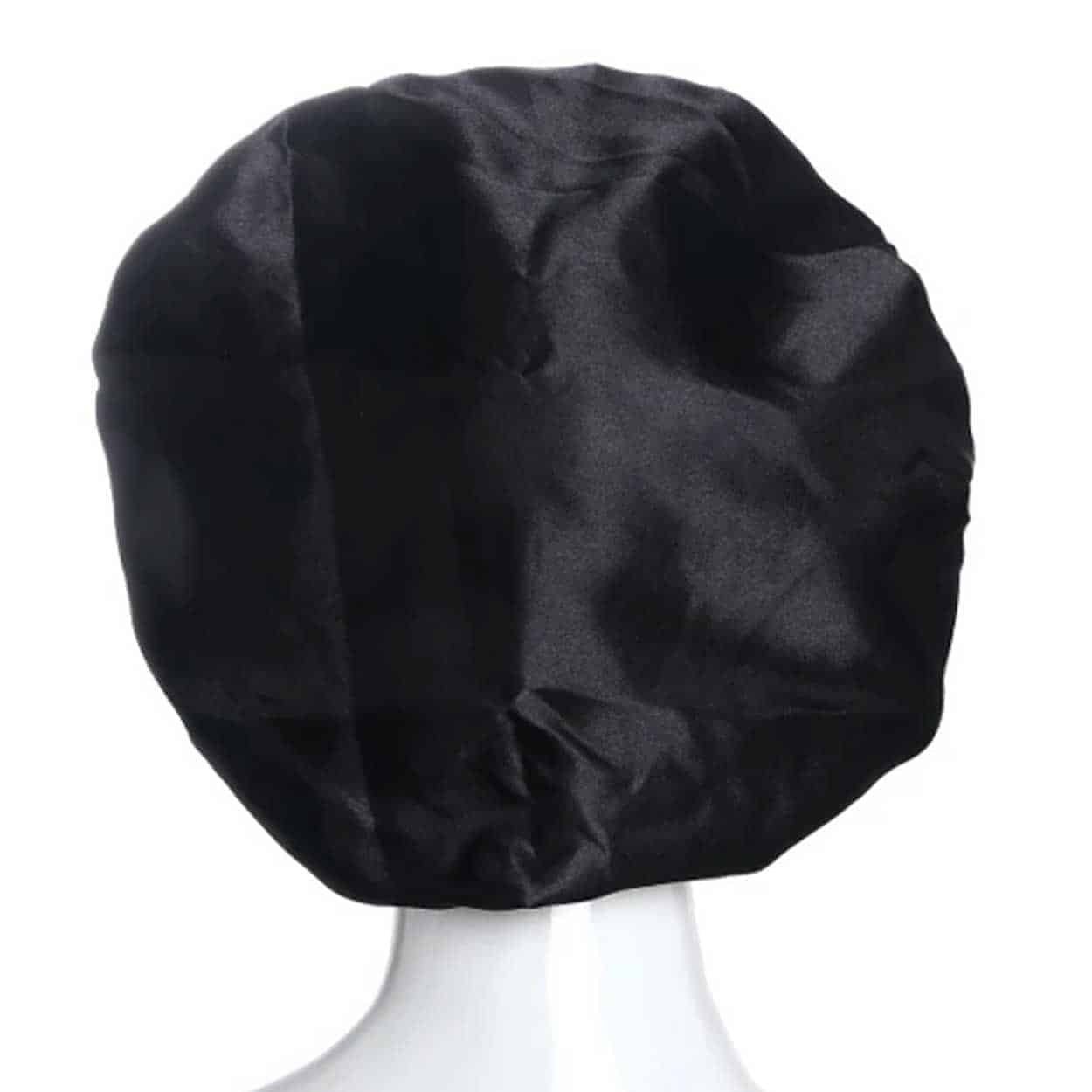 Sovmössa - satin bonnet - sleep cap svart one size