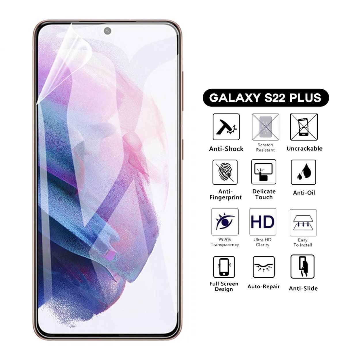 Heltäckande galaxy s22 plus skärmskydd nanoedge skyddsplast