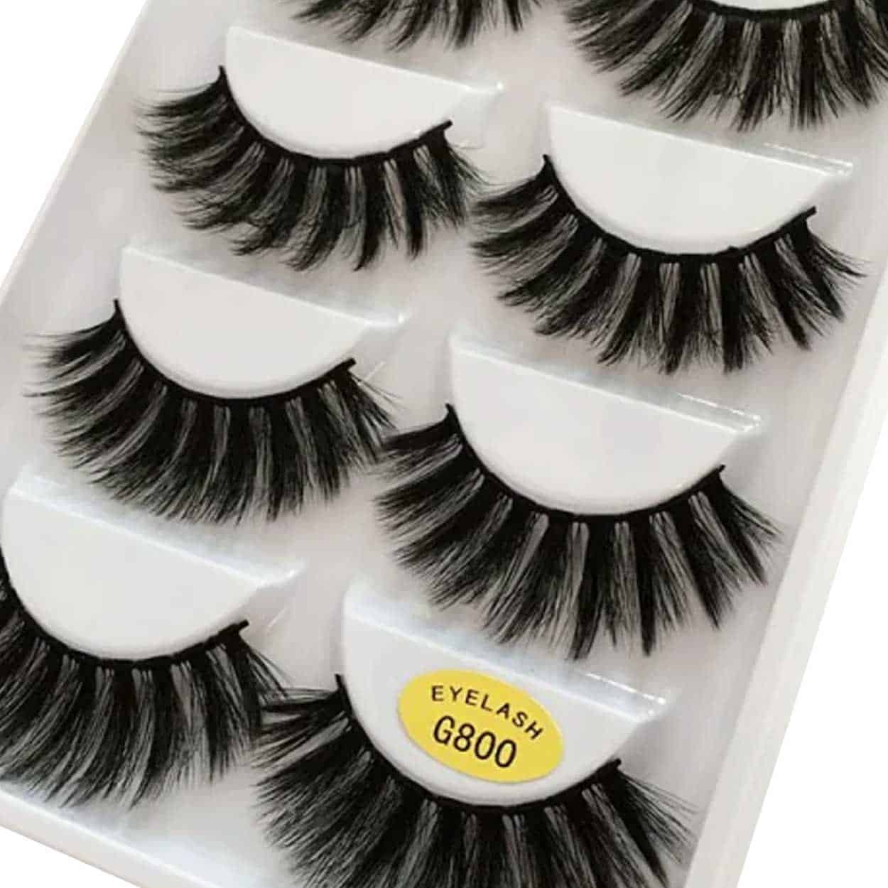 5-par lösögonfransar 3d faux mink - g800 svart