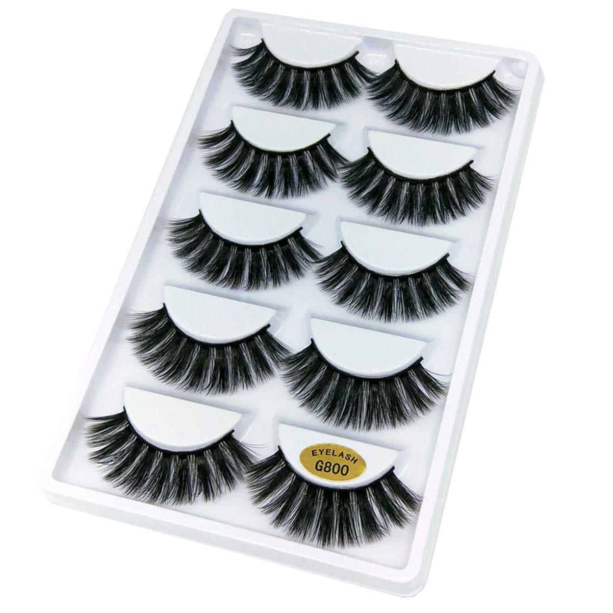 5-par lösögonfransar 3d faux mink - g800 svart
