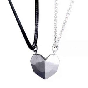 Parhalsband Magnetiskt Brythjärta - Svart Och Silver