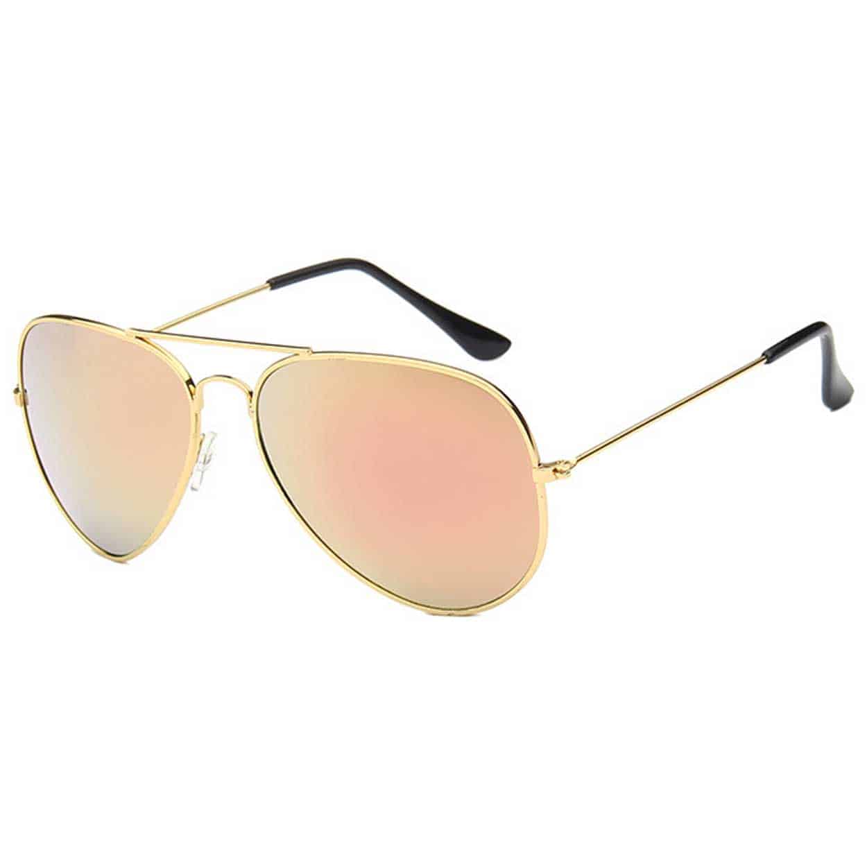 Solglasögon pilot guld rosa spegelglas