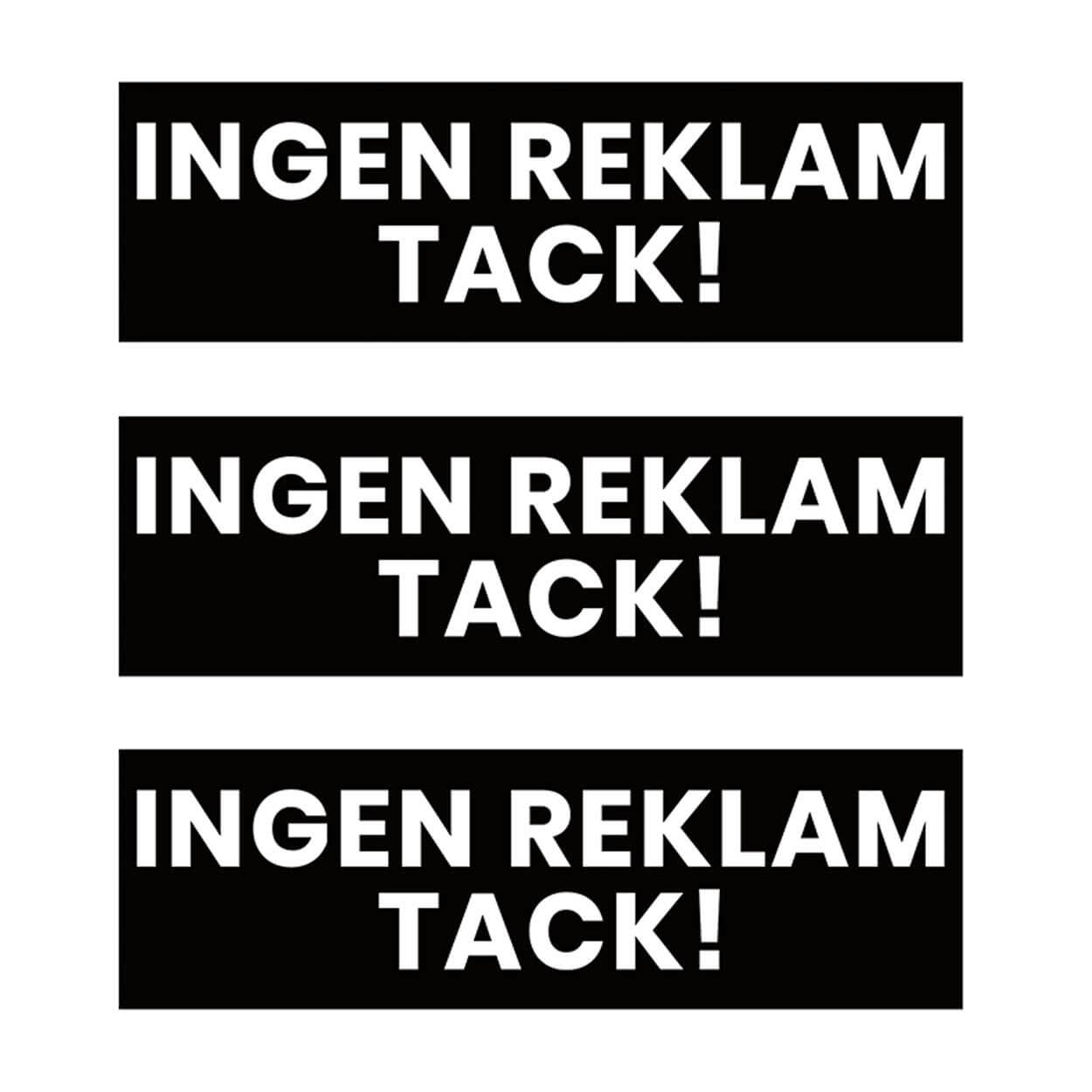 5-pack ingen reklam tack klistermärke dekal svart 3,5x10,5cm