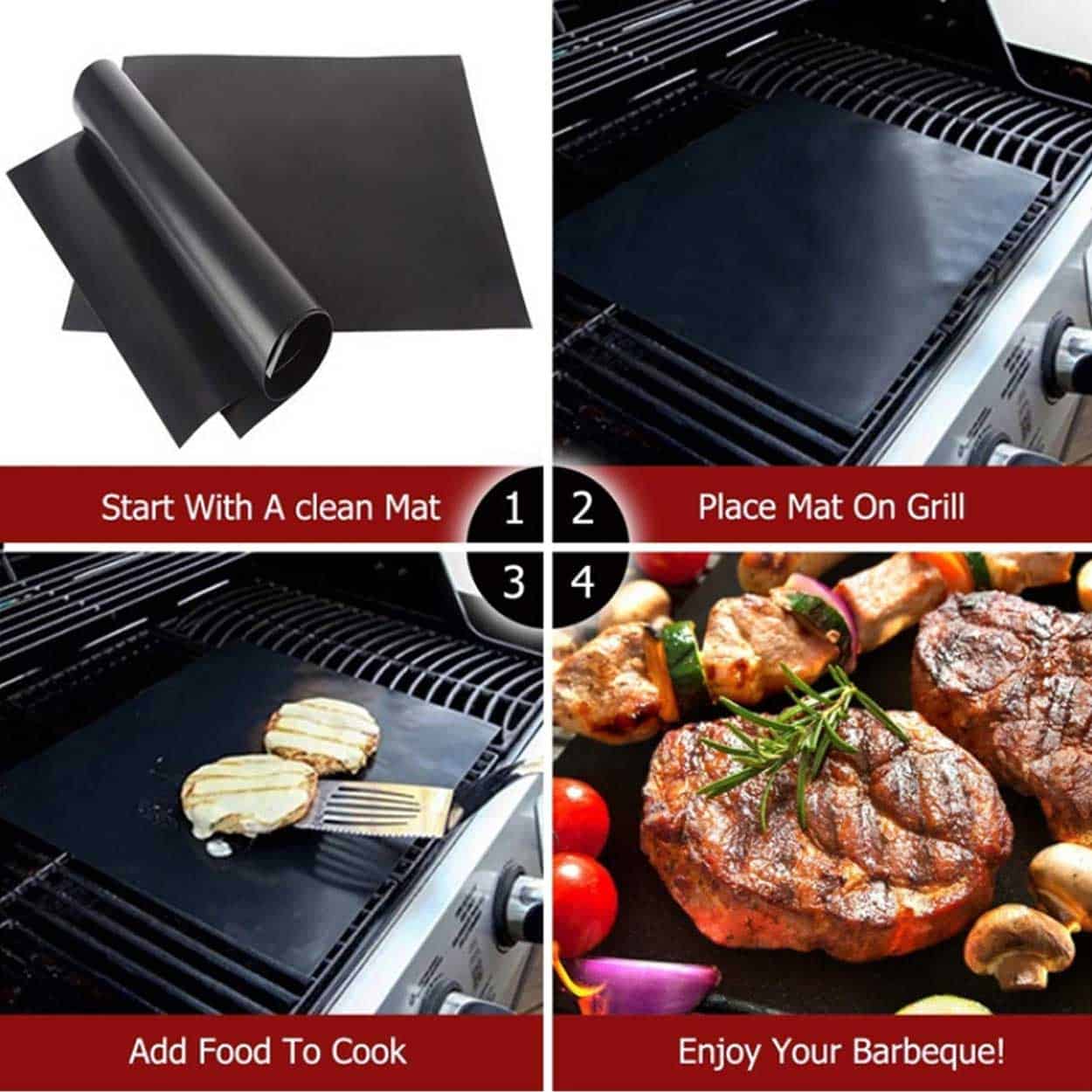 Grillmatta 5-pack återanvändningsbar non stick 40x33cm