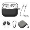 Airpods Pro Fodral Halsrem Earhooks Väska 5-i-1 Svart