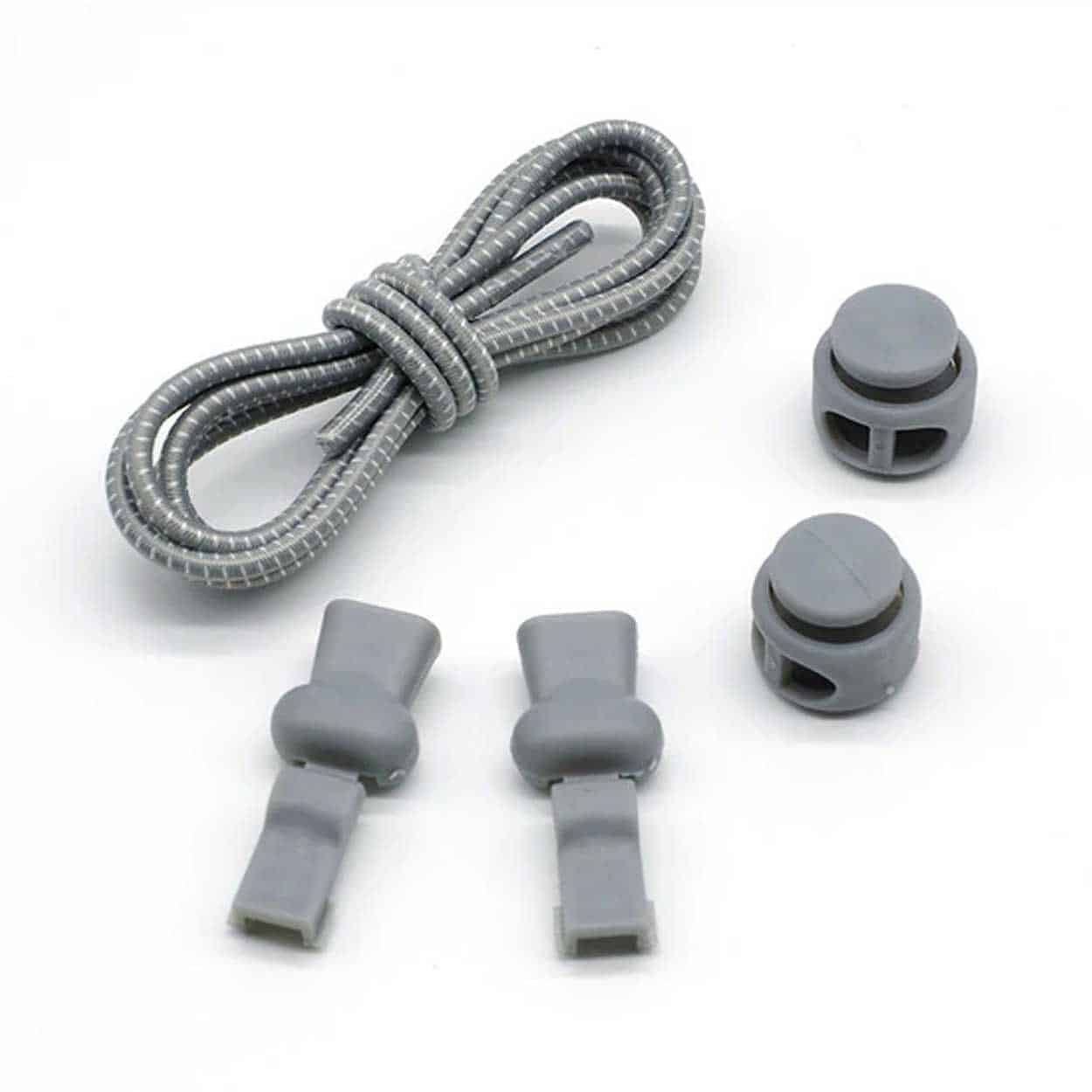 Elastiska skosnören (inklusive dragsko) - no tie shoelaces - mörk grå