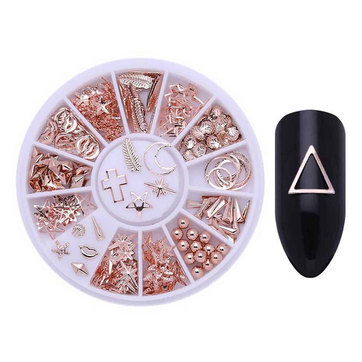 Nageldekor roséguld symboler rhinestone